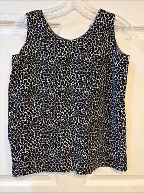 Black & Ivory Printed Scoop Neck Tank Top Reversible